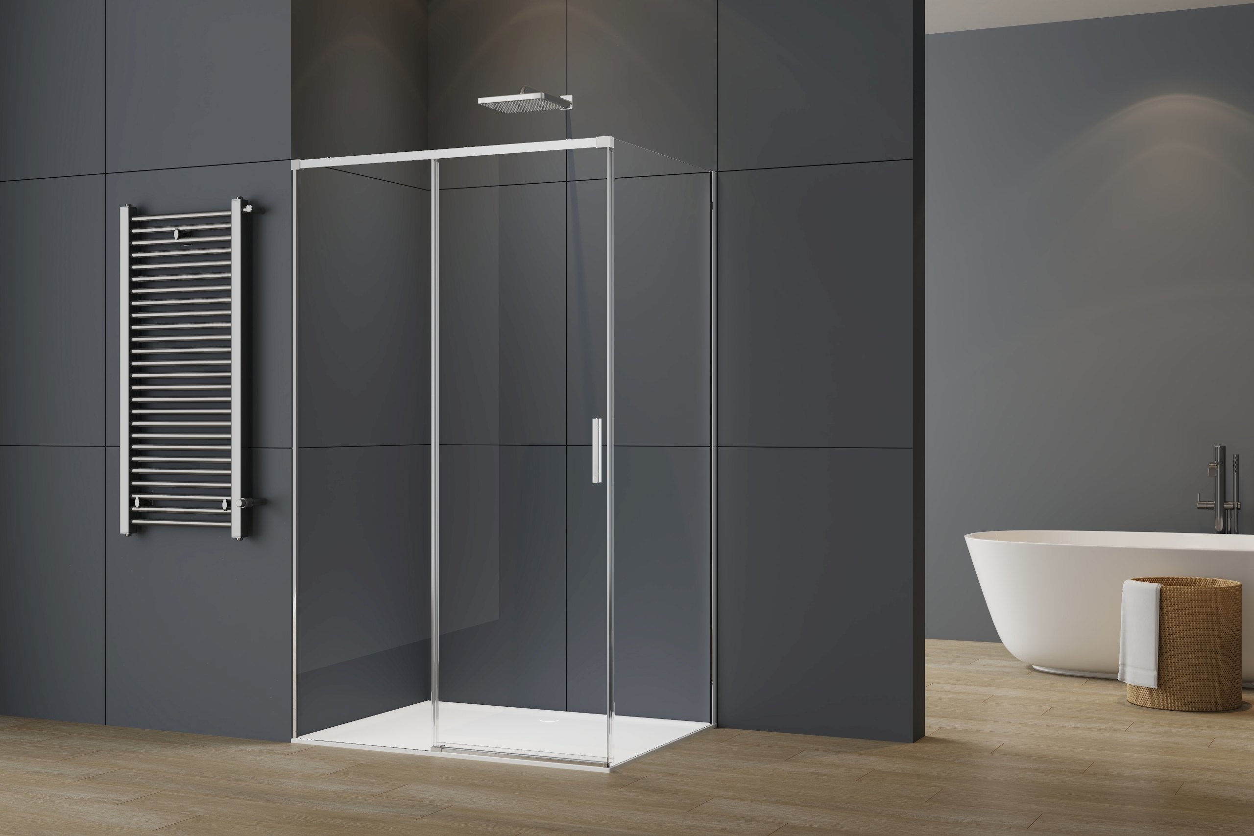 Душевой уголок Soft 2 VSR-3SO29011CL, 1100*900, хром, стекло прозрачное - Gidratop.ru изображение