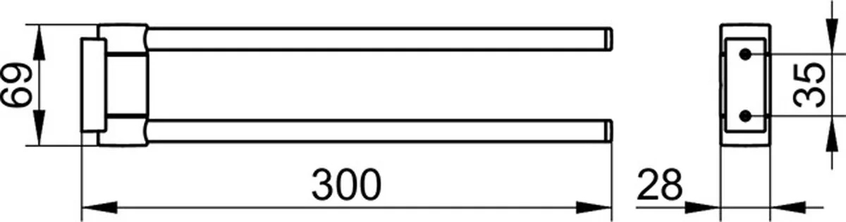 Полотенцедержатель двойной, поворотный Keuco Plan 14919370000, 300 мм, черный матовый - Gidratop.ru изображение
