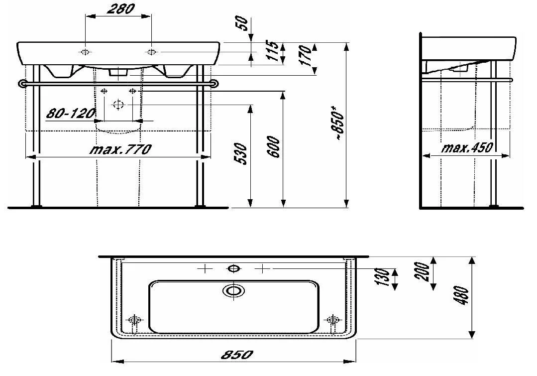 Раковина Laufen Pro 8.1395.6.000.104.1, 85 х 48 см - Gidratop.ru изображение