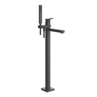 GESSI RETTANGOLO K смеситель для ванны напольный, однорычажный, с ручным душем и шлангом 1500 мм., внешняя часть, цвет Black Metal Brushed PVD