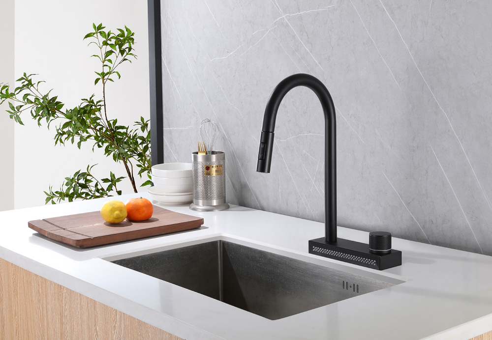 Смеситель ABBER Wasser Kreis AF8114B для кухни с выдвижной лейкой, черный матовый - Gidratop.ru изображение