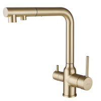 Смеситель ABBER Emotion AF8814G для кухни с подключением фильтра и выдвижной лейкой, золото матовое - Gidratop.ru изображение