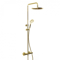 GESSI MINIMALISTIC SHOWER душевая стойка с термостатическим смесителем, верхним душем Oslash;250 мм., ручным душем и шлангом 1500 мм, цвет Gold PVD - Gidratop.ru изображение