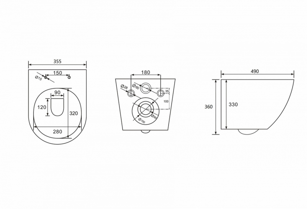 Унитаз ABBER Bequem AC1101TMG подвесной серый, безободковый, смыв торнадо - Gidratop.ru изображение