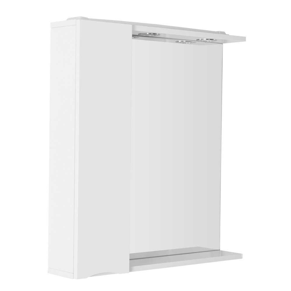 MARINO Шкаф зеркальный подвесной с одной распашной дверцей с доводчиками, LED 2x4W, левосторонний, Bianco Lucido, 600х150х750, MARINO-SPC-600/750-1A-BL-P-L - Gidratop.ru изображение