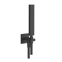Gessi Rettangolo душевой комплект: вывод на 1/2, держатель, шланг 1,5м и душевая лейка, цвет: Black XL - Gidratop.ru изображение