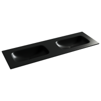 Раковина накладная мебельная CERAMICANOVA Grace прямоугольная 1410x457x137 с двумя чашами без отверстий под смеситель цвет черный матовый CN7022MBwx - Gidratop.ru изображение