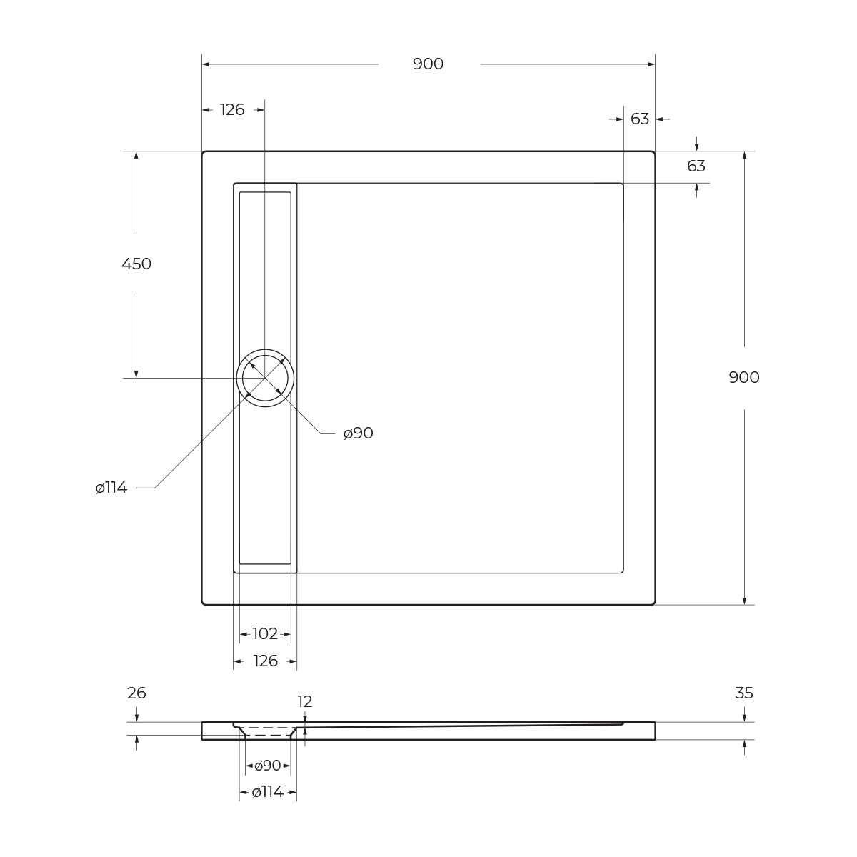 Акриловый поддон BelBagno TRAY-BB-DUE-A-90-4-W0 - Gidratop.ru изображение