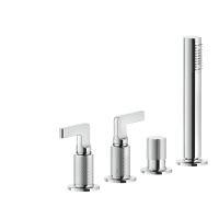 GESSI INCISO смеситель для ванны на 4 отверстия для наполнения через слив-перелив, переключатель, с ручным душем, цвет: хром - Gidratop.ru изображение
