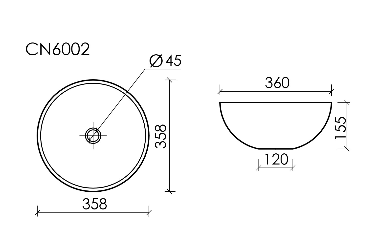 Умывальник чаша накладная круглая  Element 358x358x155мм - Gidratop.ru изображение