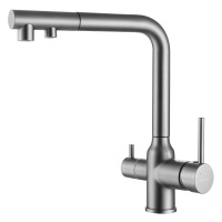 Смеситель ABBER Emotion AF8814NG для кухни с подключением фильтра и выдвижной лейкой, никель - Gidratop.ru изображение