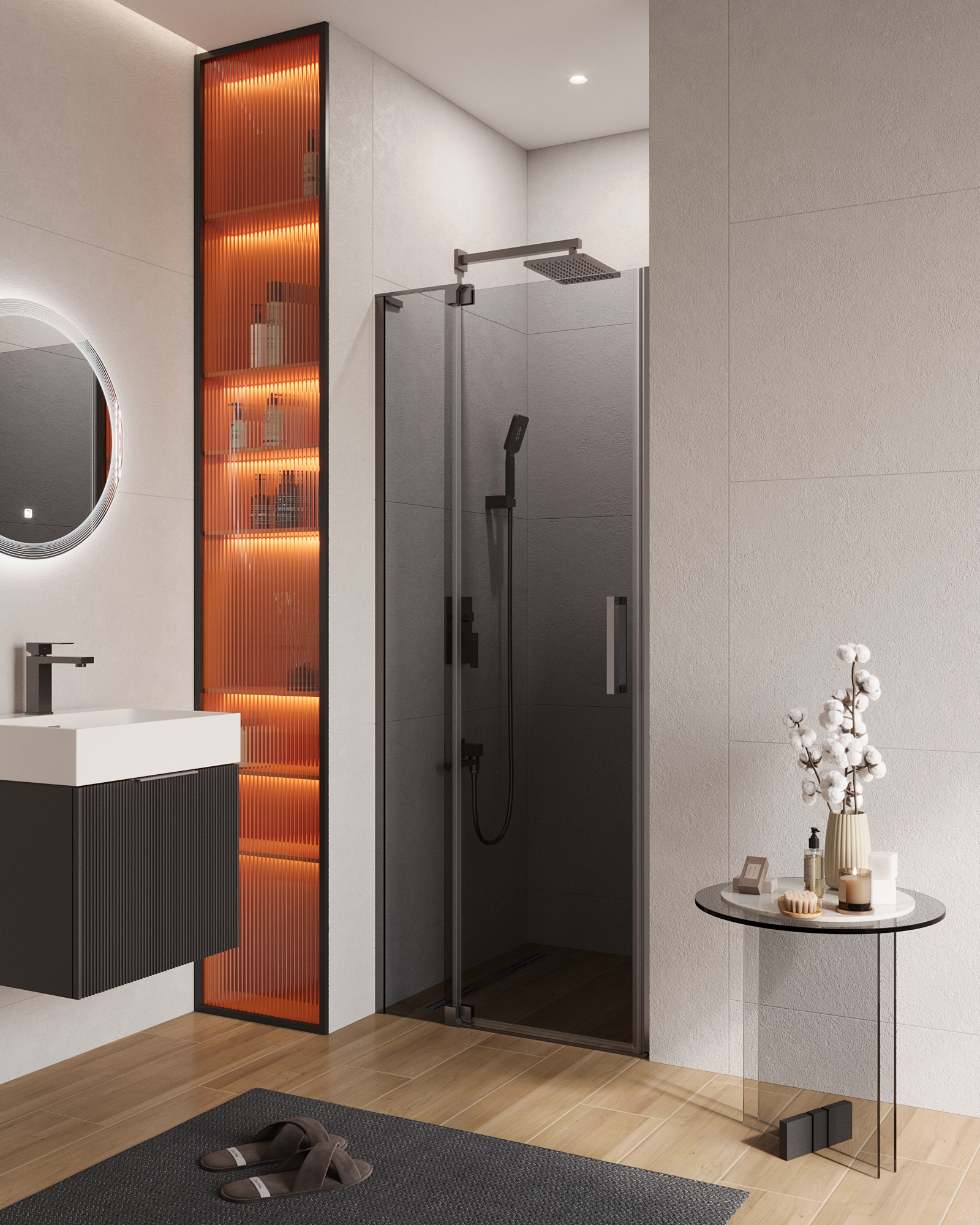 Душевая дверь в нишу CEZARES SLIDER-B-1-80/90-GRIGIO-GM - Gidratop.ru изображение