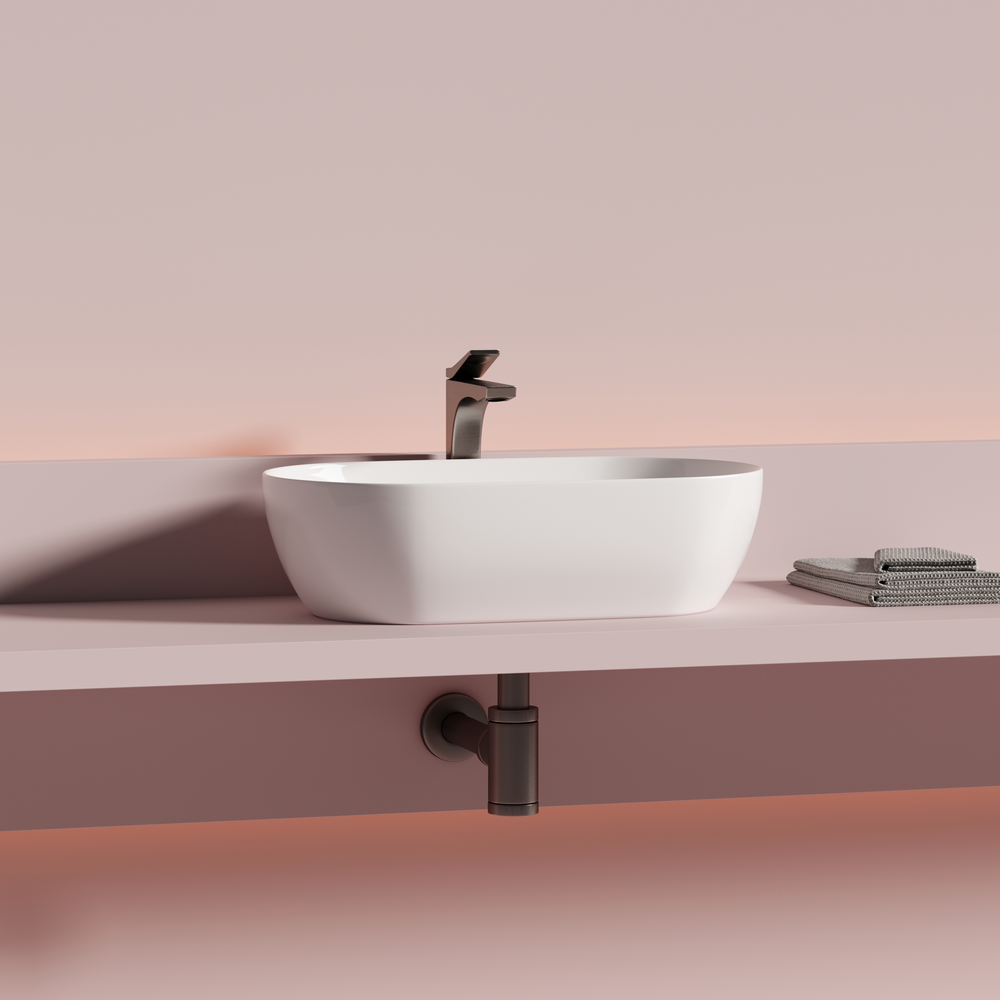 Раковина CERAMICANOVA Twist накладная овальной формы 500x300x140 белый CN12001 - Gidratop.ru изображение
