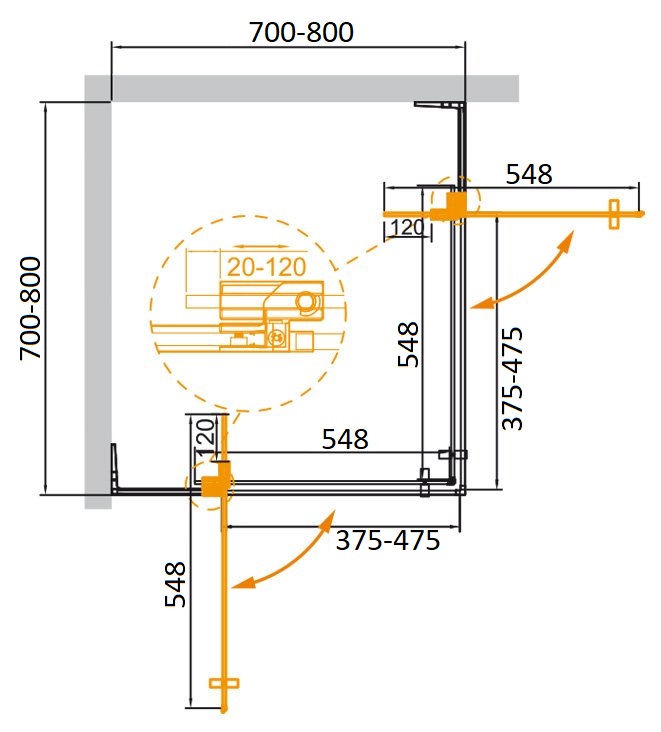 Душевой уголок CEZARES SLIDER-A-2-70/80-C-NERO - Gidratop.ru изображение