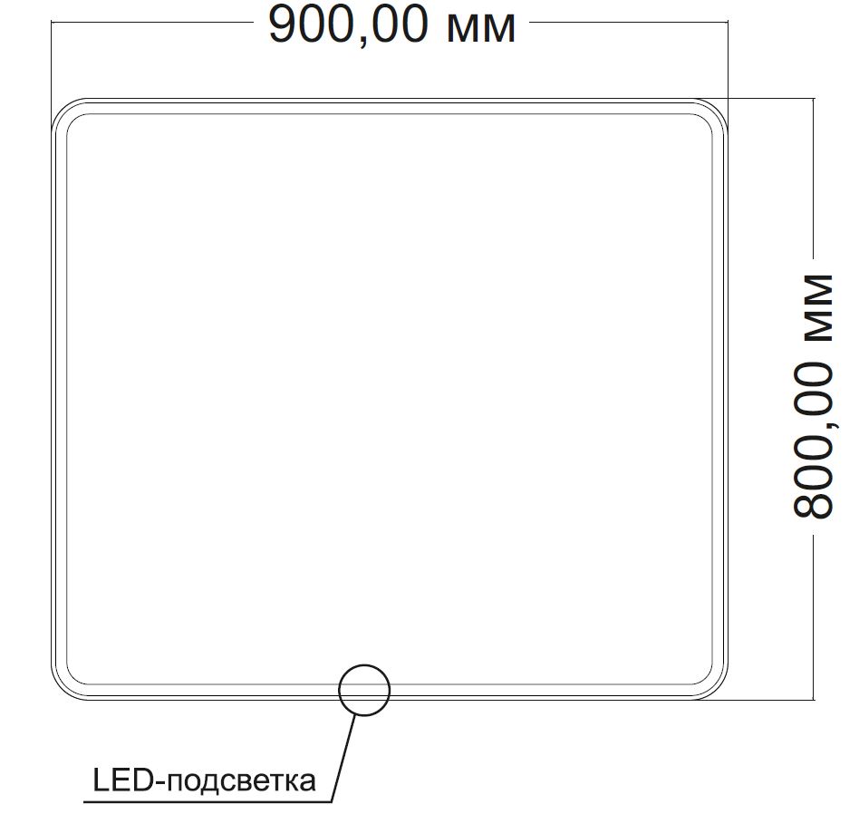 Зеркало LED VLM-3VC9008 900х800 c сенсорным выключателем и диммером - Gidratop.ru изображение