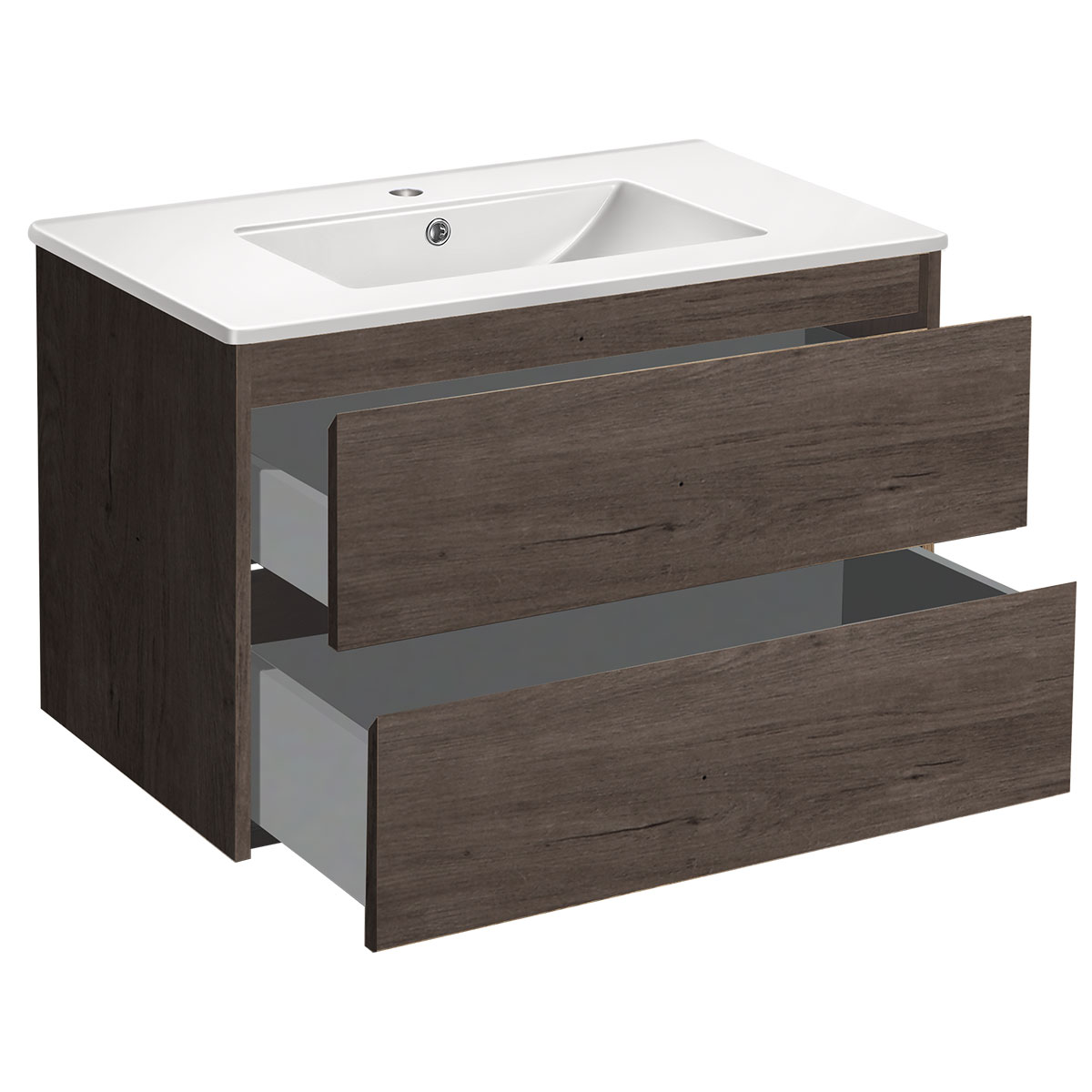 База под раковину Gio 800 подвесная, 2 выкатных ящика soft-close, R.Oak - Gidratop.ru изображение