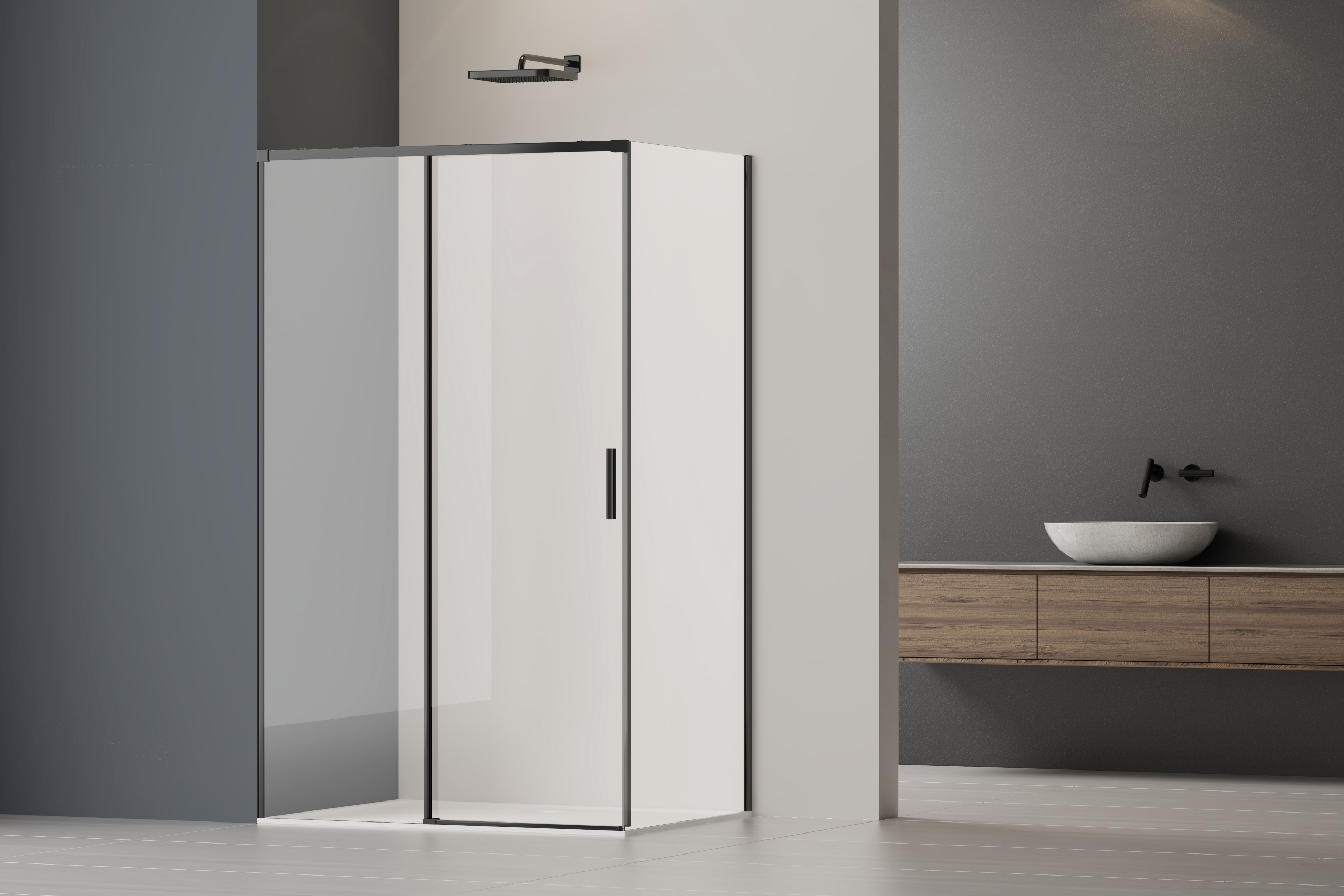 Душевой уголок Soft 2 VSR-3SO28010CLB, 1000*800, черный, стекло прозрачное - Gidratop.ru изображение