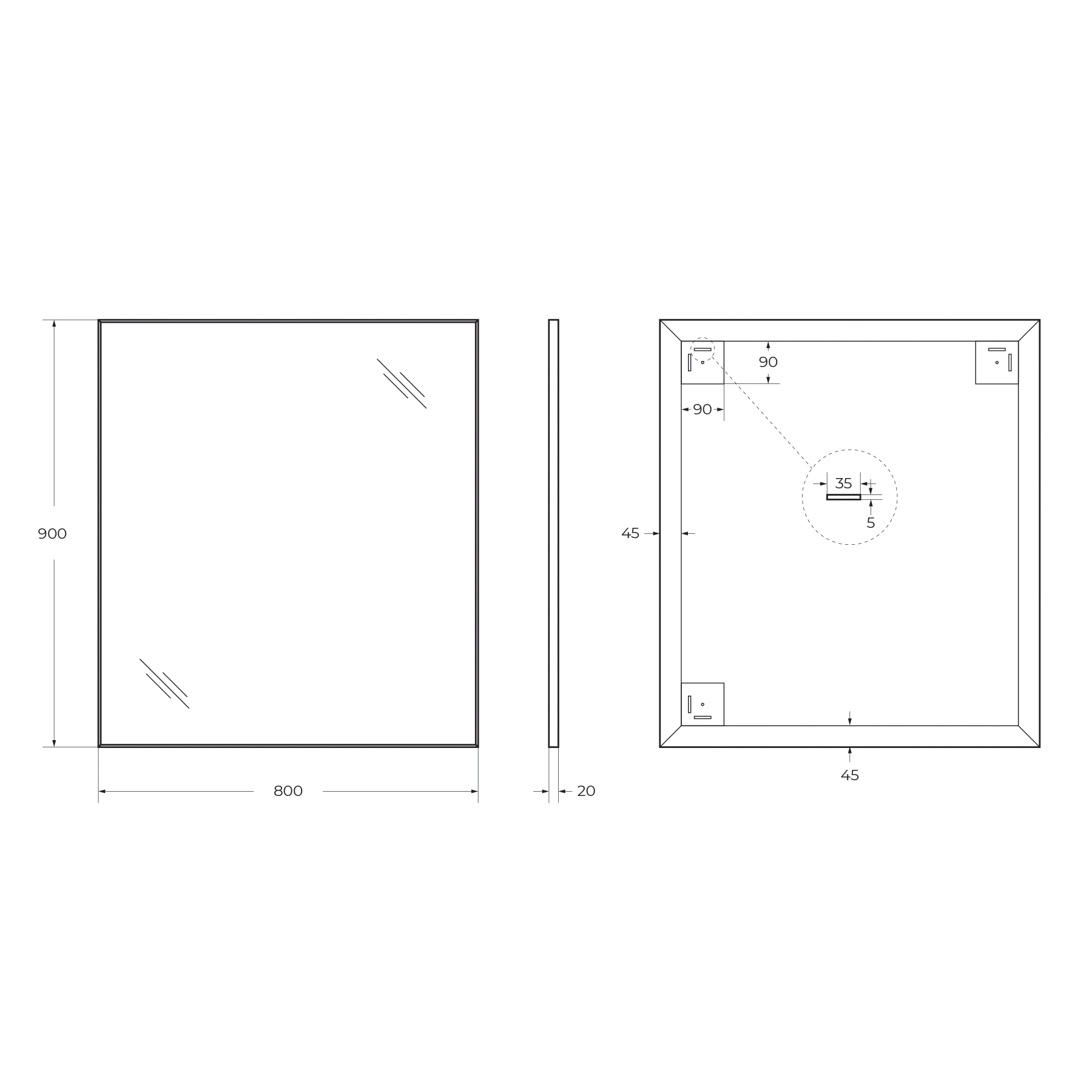 Зеркало в алюминиевой раме SPC-AL-800-900, 800x20x900 - Gidratop.ru изображение