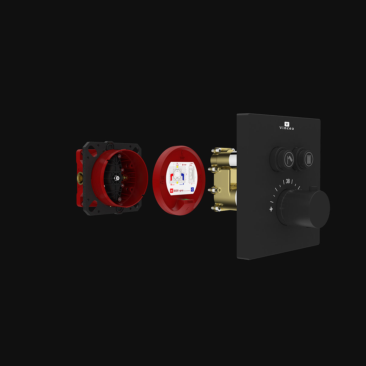 Душевой комплект Inspire VSFW-3I21T2RMB встраиваемый, термостатический, 2 режима, черный - Gidratop.ru изображение