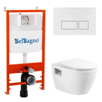 Комплект 3 в 1 Унитаз подвесной с сиденьем BelBagno LOTO  BB070CHR/SC + Комплект 2 в 1 Система инсталляции для унитазов BelBagno BB026/BB042BL - Gidratop.ru изображение