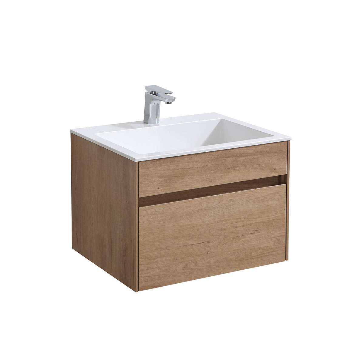 База под раковину Chiara 600 подвесная, 1 выкатной ящик soft-close, N.Oak - Gidratop.ru изображение