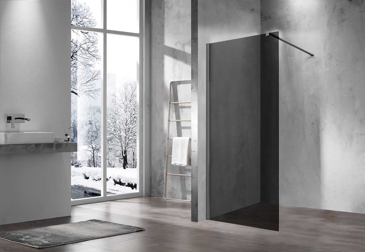 Душевая перегородка Walk-In VSW-1H100CGGM, 1000*2000, вороненая сталь, стекло тонированное - Gidratop.ru изображение