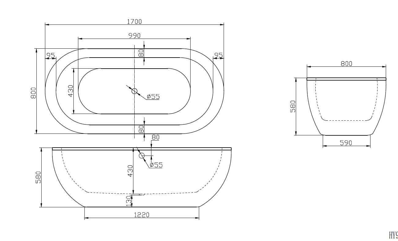 Акриловая ванна BELBAGNO BB13-1700, 1700x790x580 - Gidratop.ru изображение