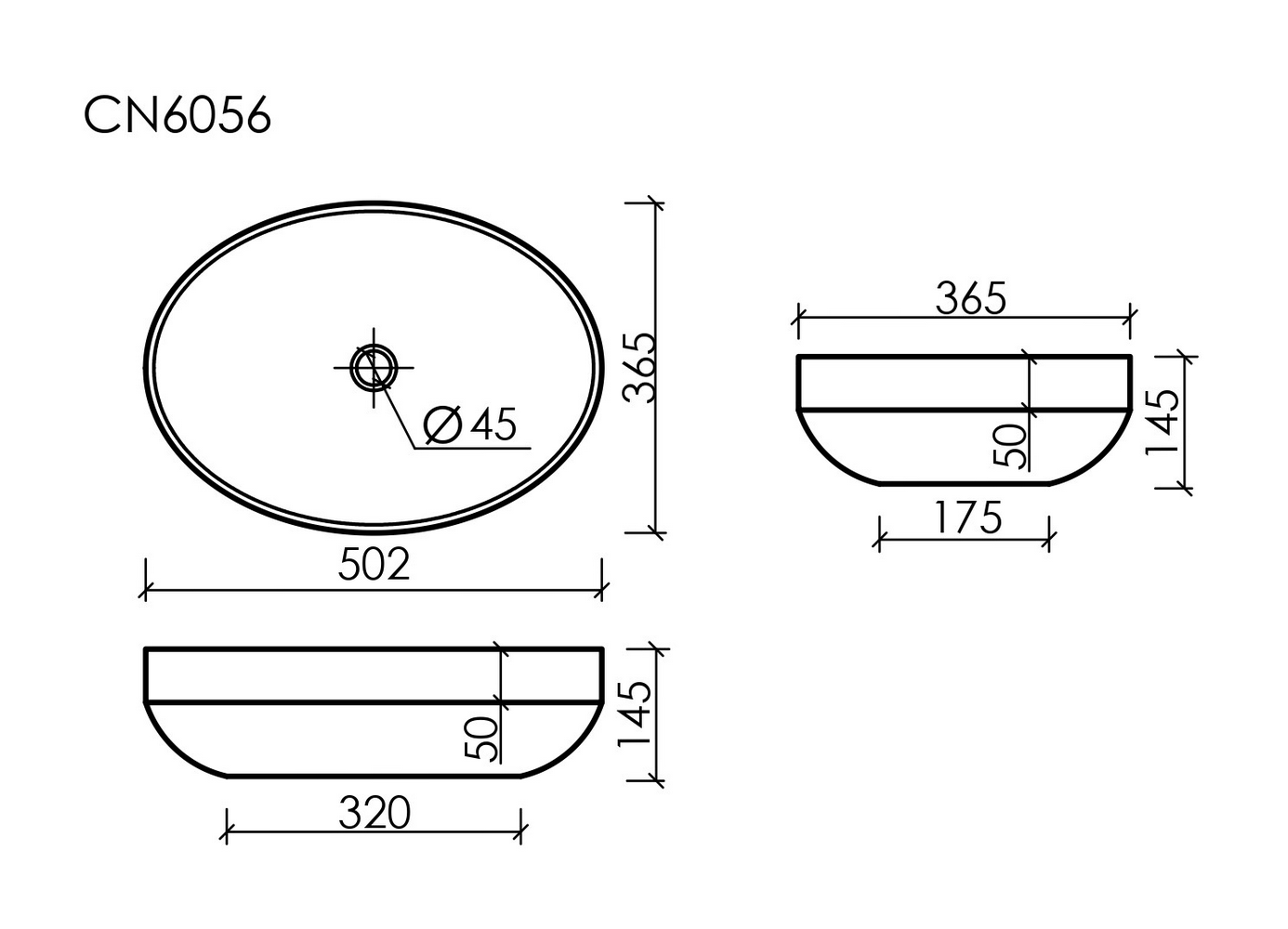 Умывальник чаша накладная овальная Element 502x363x145мм - Gidratop.ru изображение