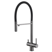 Смеситель ABBER Wasser Kreis AF81141NG для кухни с подключением фильтра и выдвижной лейкой, никель - Gidratop.ru изображение