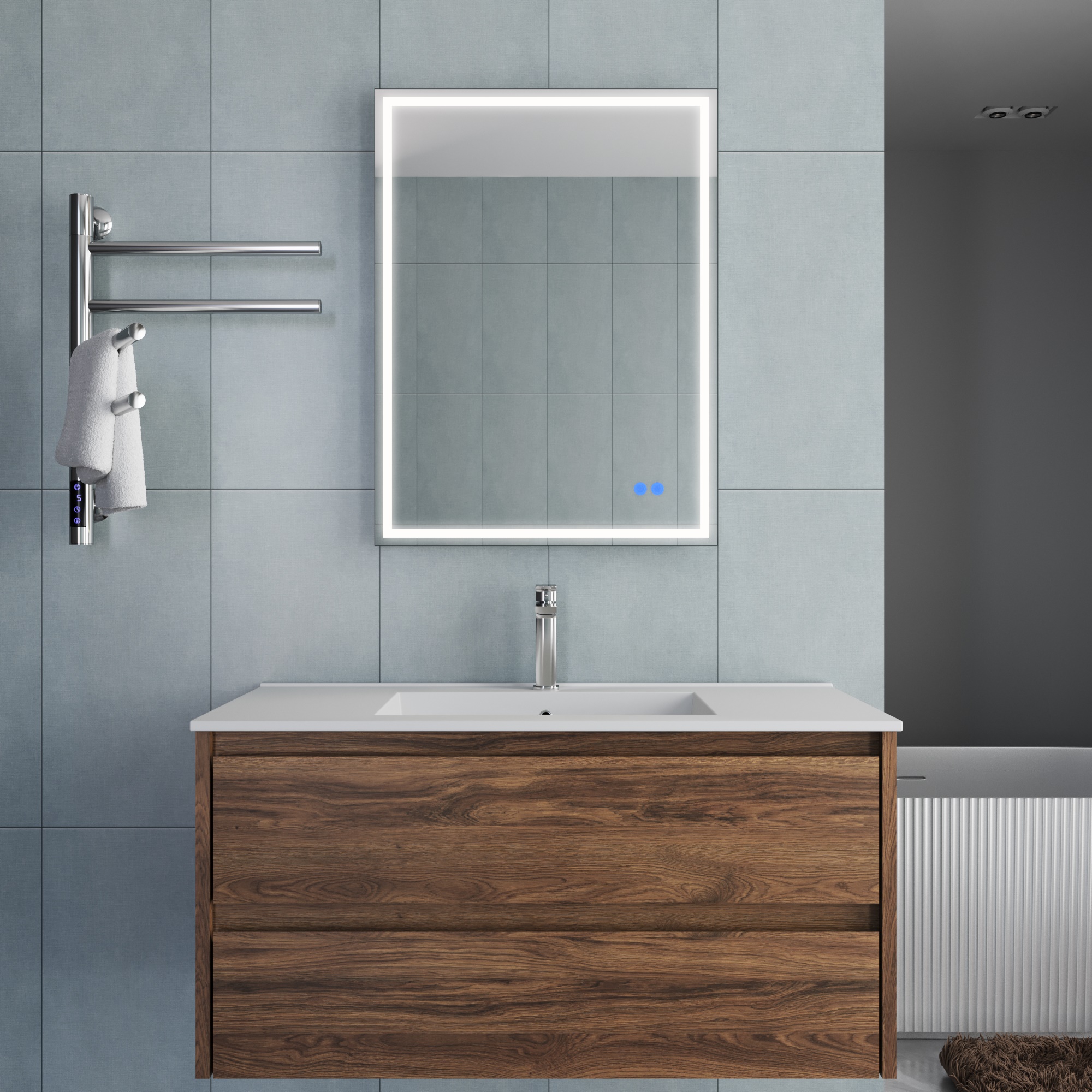 База под раковину Gio 1000 подвесная, 2 выкатных ящика soft-close, C.Oak - Gidratop.ru изображение
