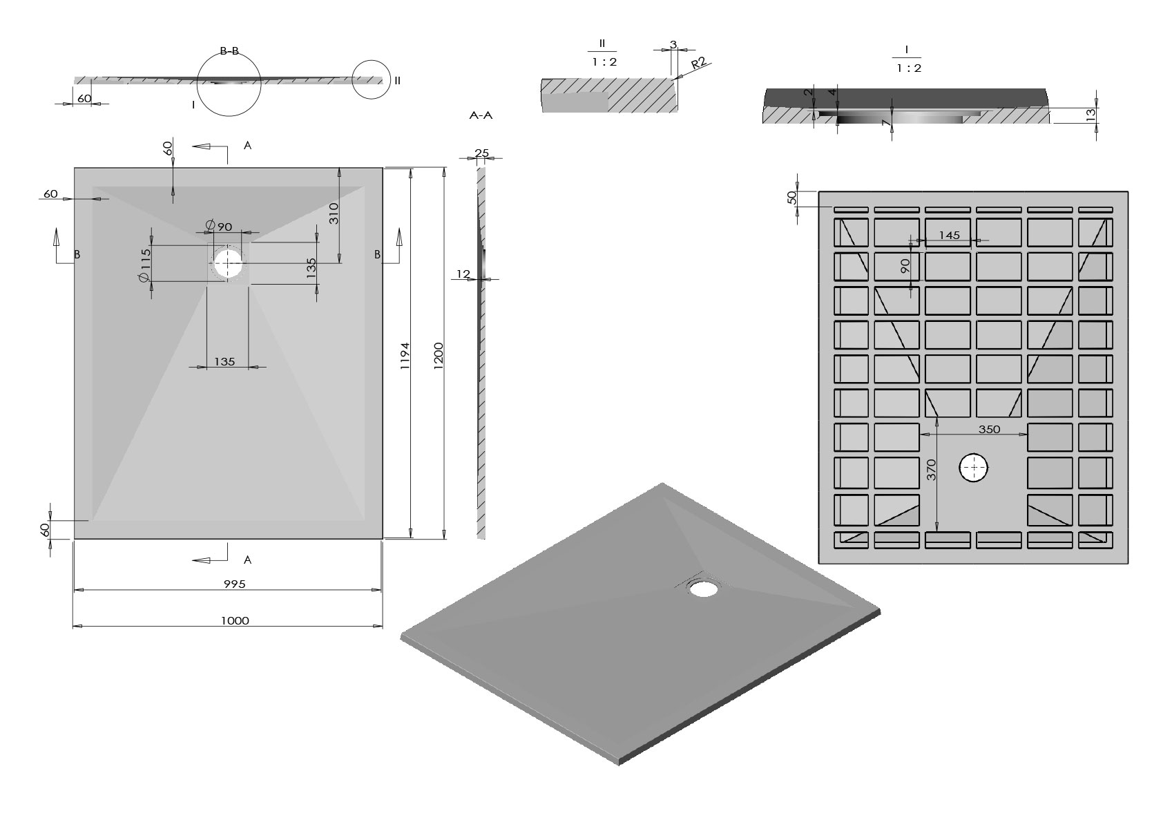 Поддон для душа из искусственного камня VST-4SR1012W,1200*1000*25, белый матовый - Gidratop.ru изображение