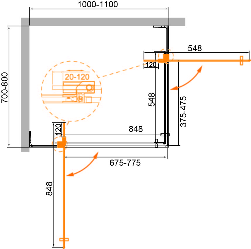 Душевой уголок CEZARES SLIDER-AH-2-70/80-100/110-BR-Cr - Gidratop.ru изображение