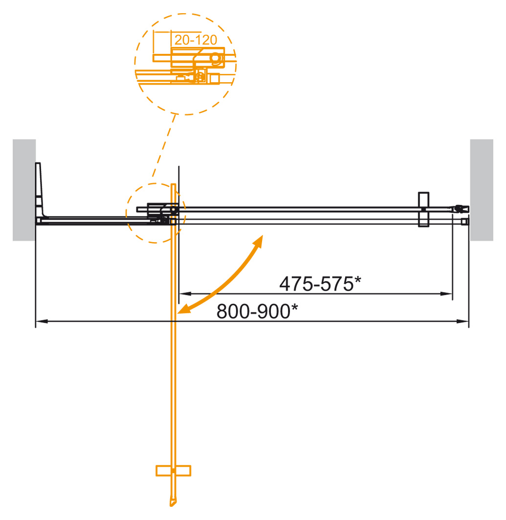 Душевая дверь в нишу CEZARES SLIDER-B-1-80/90-BR-GM - Gidratop.ru изображение