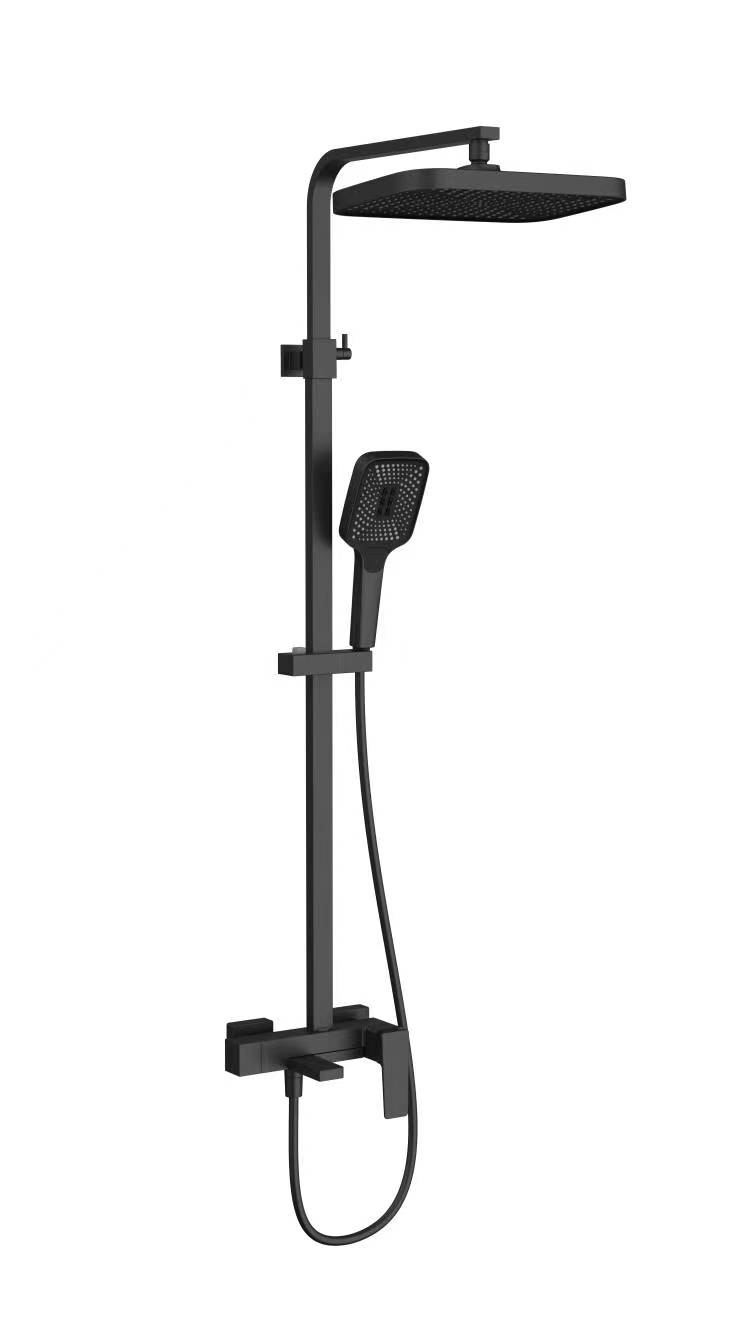 Душевая стойка Cube VSFS-4C12MB с изливом, черный матовый - Gidratop.ru изображение