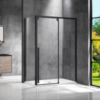 Душевой уголок Lugano VSR-1L8014CLB-1, 1400*800,черный, стекло прозрачное - Gidratop.ru изображение