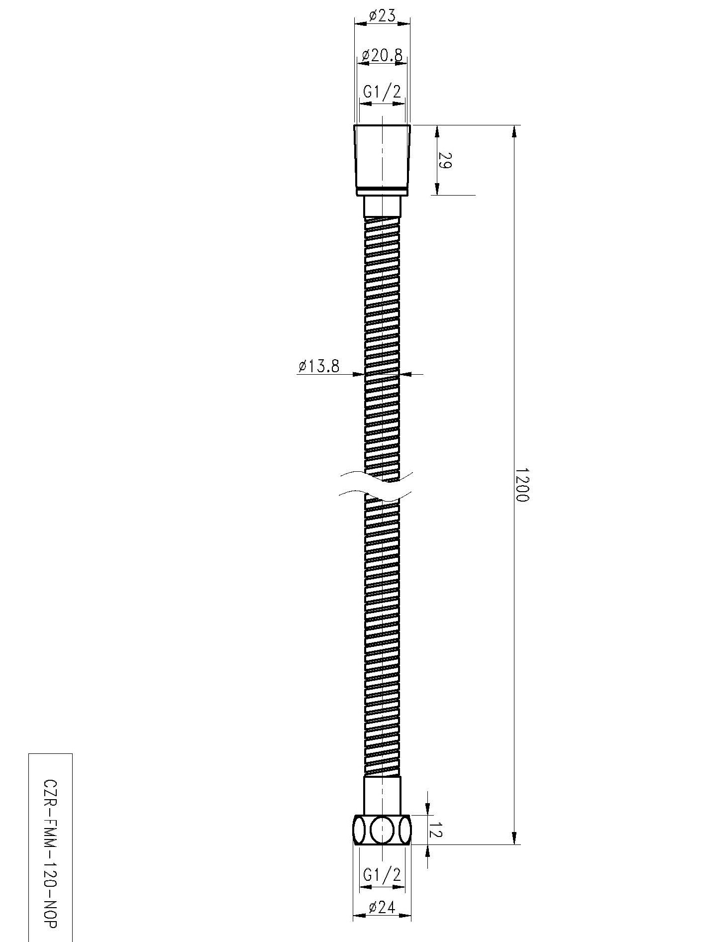 CZR-FMM-120-NOP Гибкий шланг металлизированный, длина 1,2 м, чёрный матовый - Gidratop.ru изображение