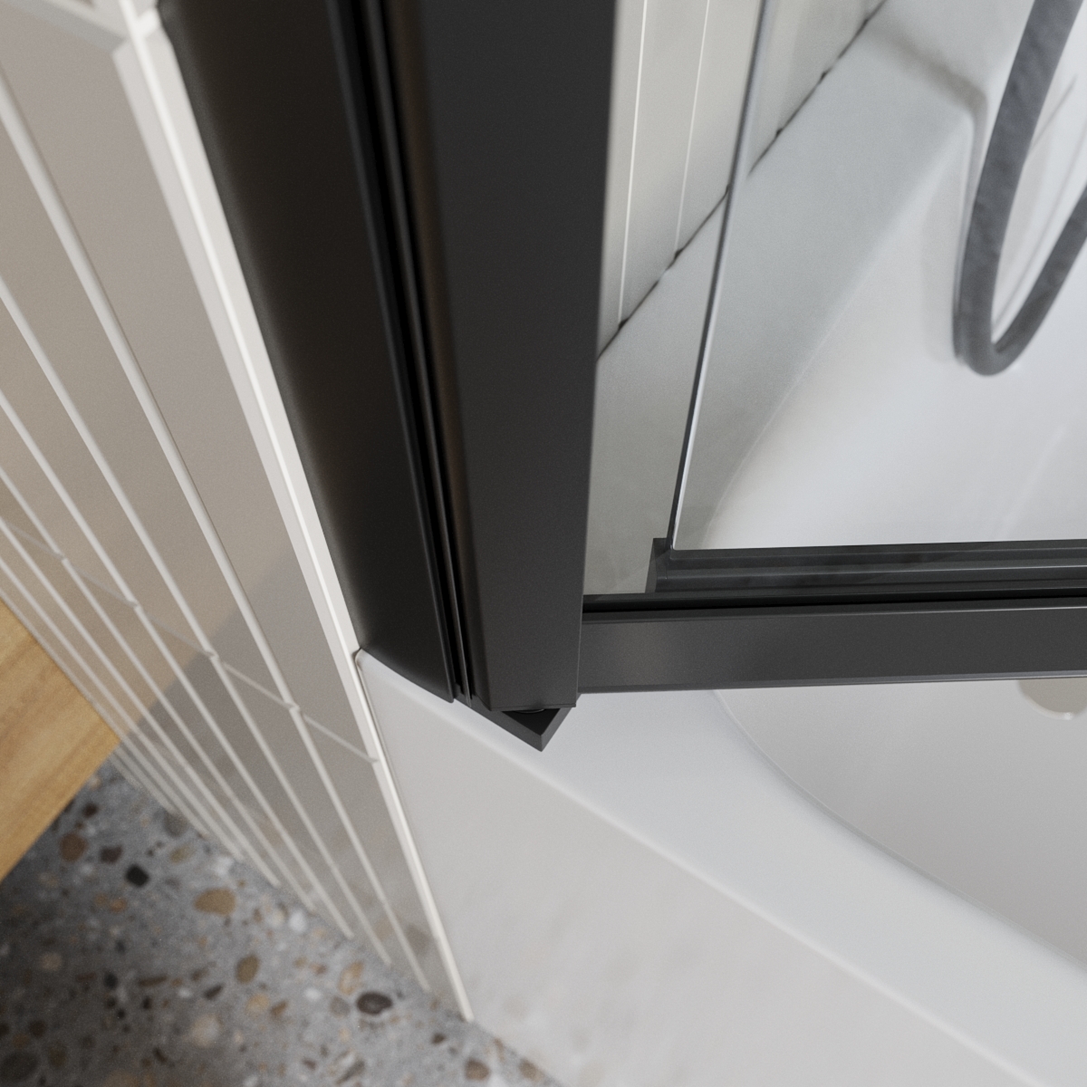 Душевая шторка на ванну BelBagno LUCE-VF-11-90/145-C-NERO - Gidratop.ru изображение