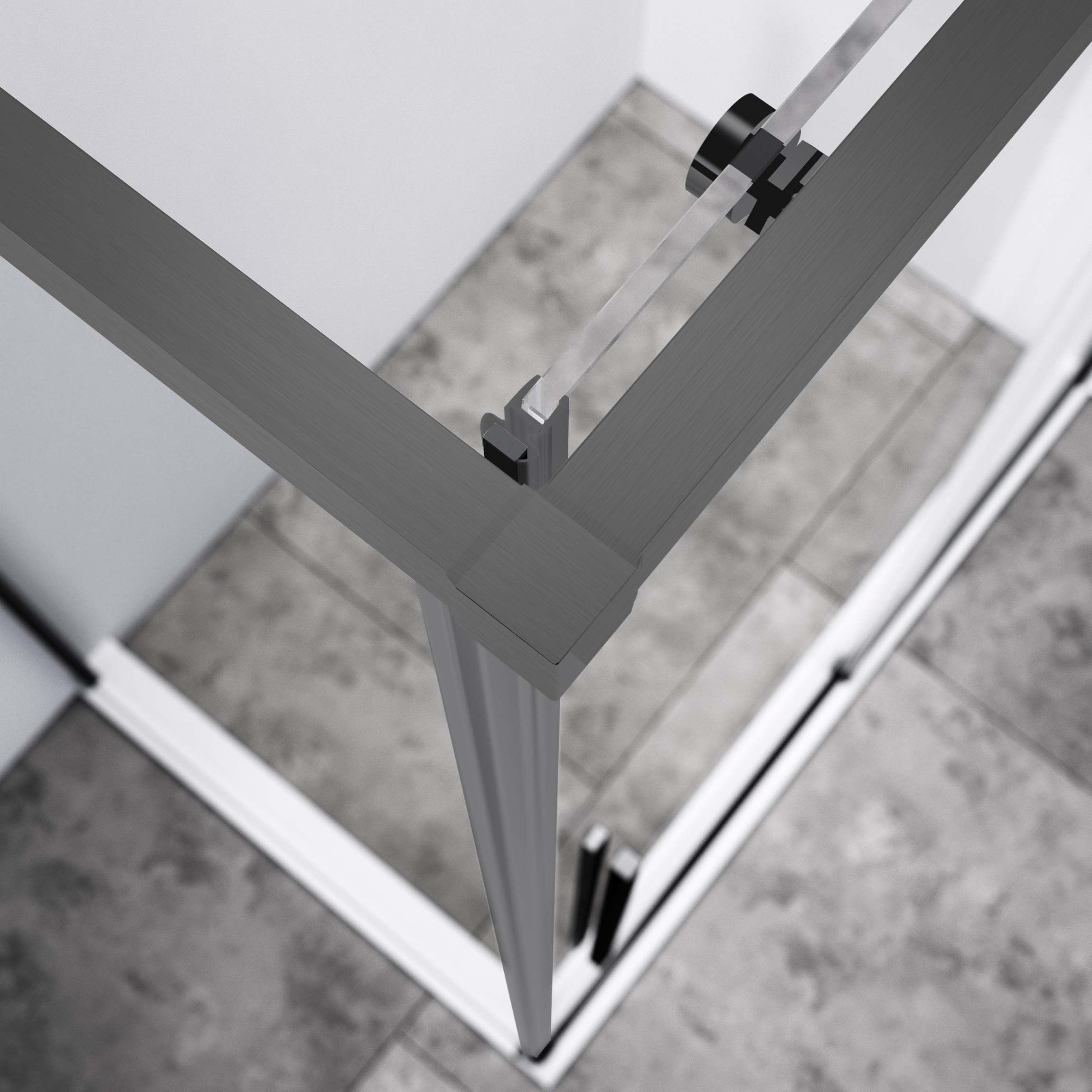 Душевой уголок Slim-N VSR-4SN8011CLGM, 1100*800, вороненая сталь, стекло прозрачное - Gidratop.ru изображение