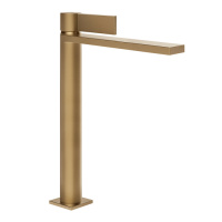 GESSI  INVERSO DIAMANTATO смеситель для раковины высокий с донным клапаном StopGo и соединительными шлангами, цвет: Warm Bronze Br PVD - Gidratop.ru изображение