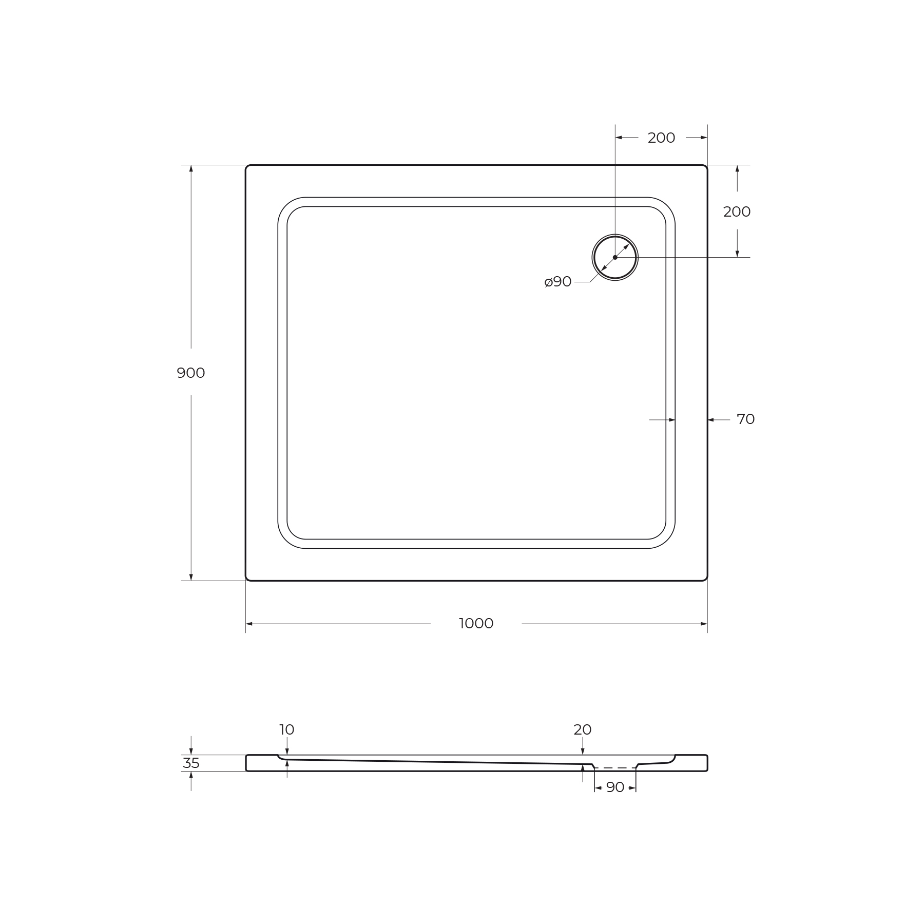 Поддон SMC CEZARES TRAY-M-AH-100/90-35-W - Gidratop.ru изображение