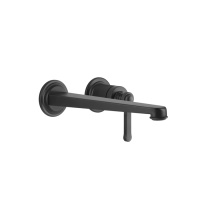 GESSI VENTI20 смеситель для раковины настенный, встраиваемый, однорычажный, излив 243 мм., внешняя часть, цвет черный матовый - Gidratop.ru изображение
