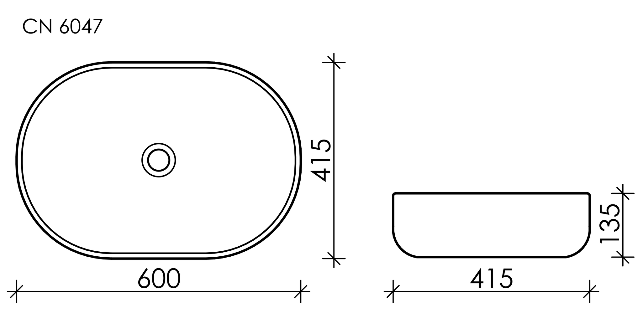 Умывальник чаша накладная овальная Element 600x415x135мм - Gidratop.ru изображение