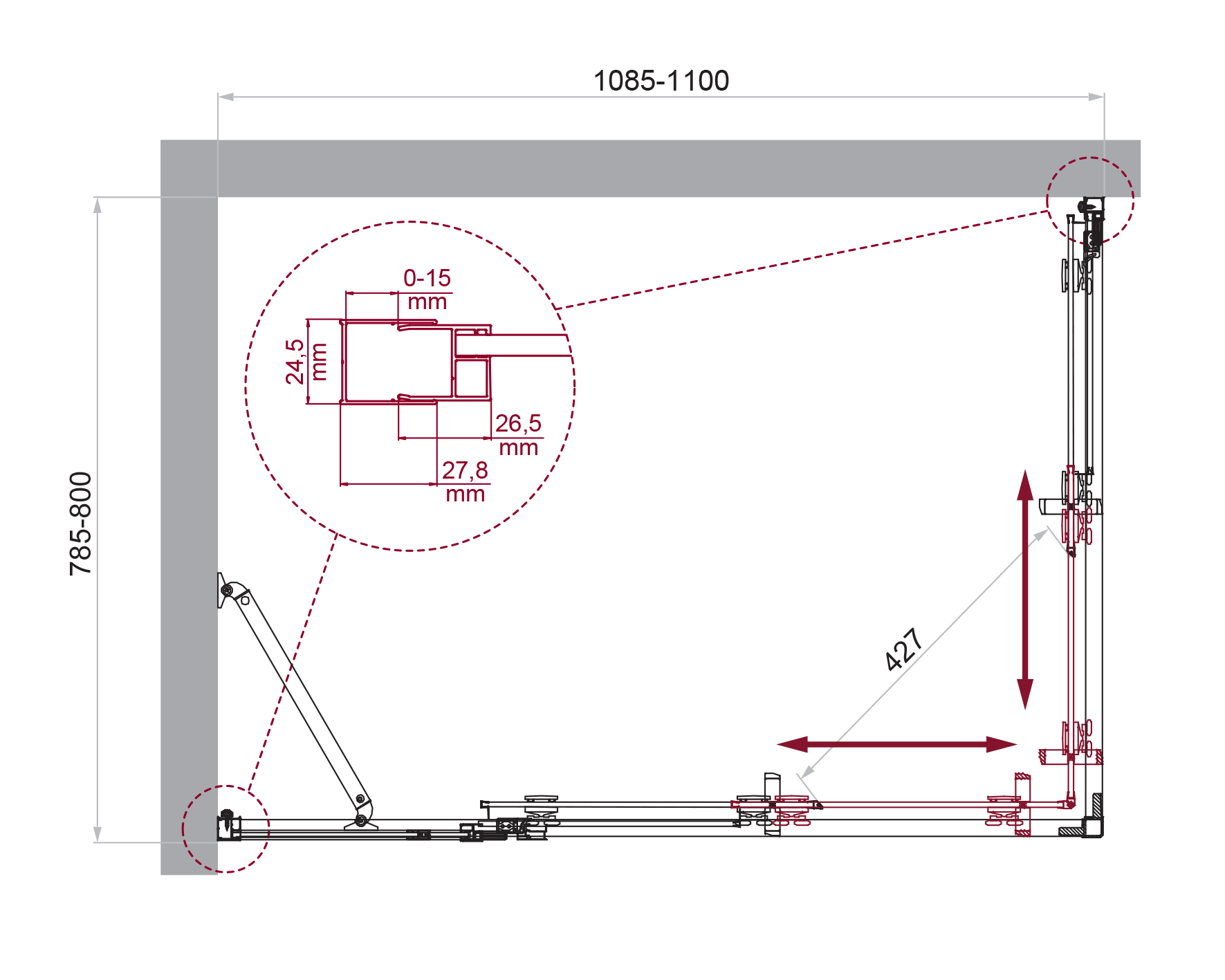 Душевой уголок BelBagno LUCE-AH-21-110/80-C-Cr - Gidratop.ru изображение