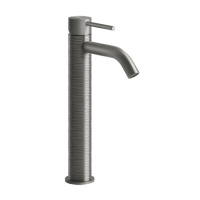 GESSI 316 смеситель для раковины на 1 отверстие, высокий, h=305мм, без донного клапана, излив 123мм, цвет: steel brushed
