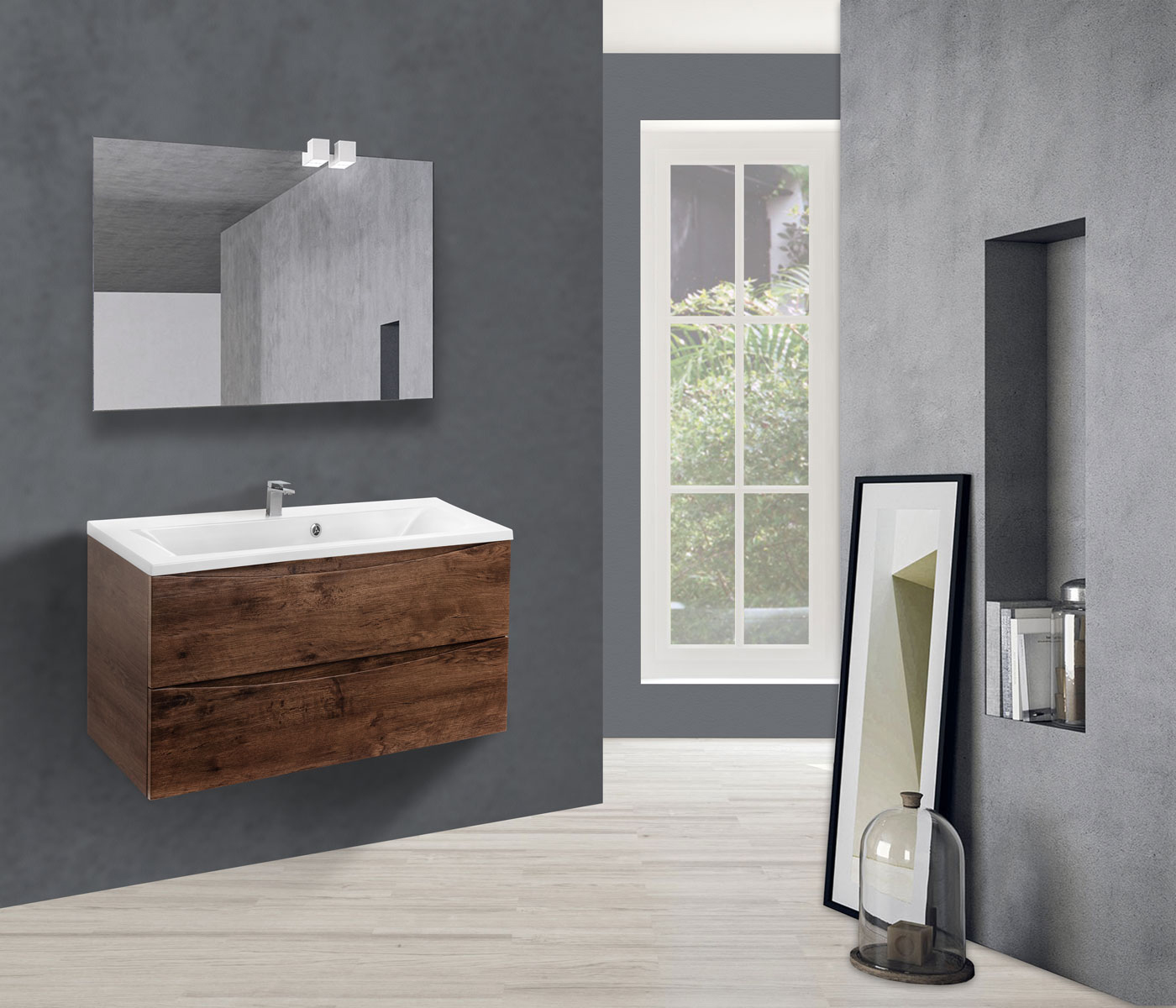 База под раковину Mia 900 подвесная, 2 выкатных ящика soft close, R.Wood - Gidratop.ru изображение