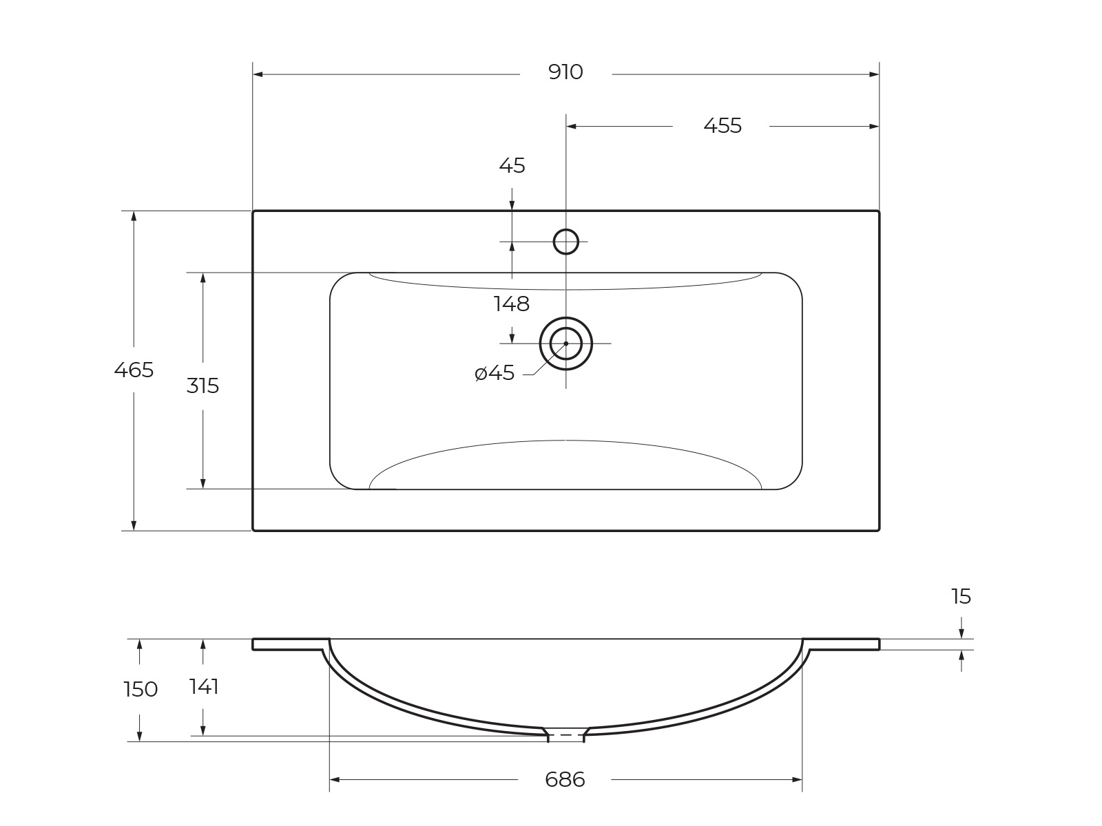 Стеклянная раковина, белая матовая, 910x465x145, BB910/465-LV-VTR-BO - Gidratop.ru изображение
