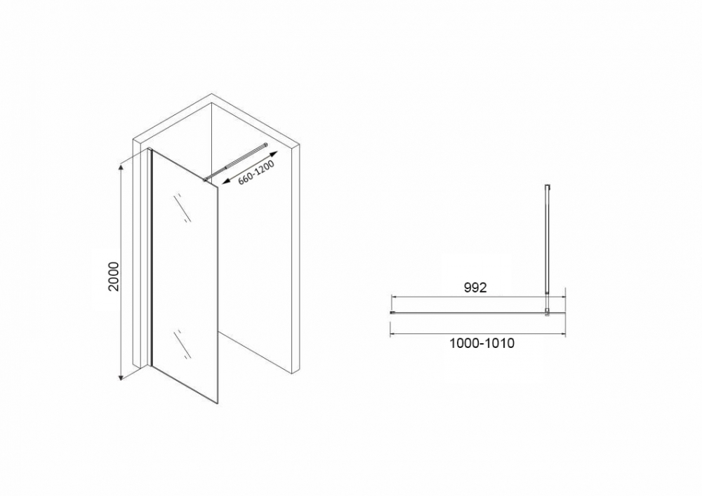 Душевая перегородка ABBER Immer Offen AG61101R8 - Gidratop.ru изображение