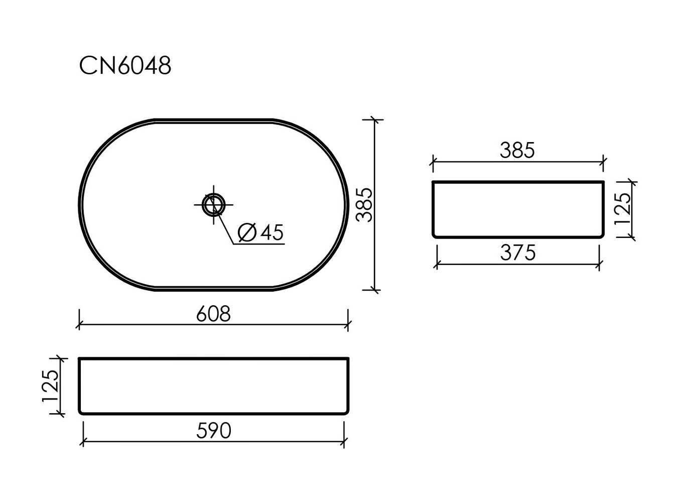 Умывальник чаша накладная овальная Element 608x385x122мм - Gidratop.ru изображение