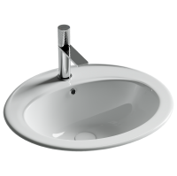 Раковина встраиваемая сверху CERAMICANOVA Sun с отверстием слива - перелива овальной формы 565x495x200 мм  цвет белый  арт. CN6079 - Gidratop.ru изображение