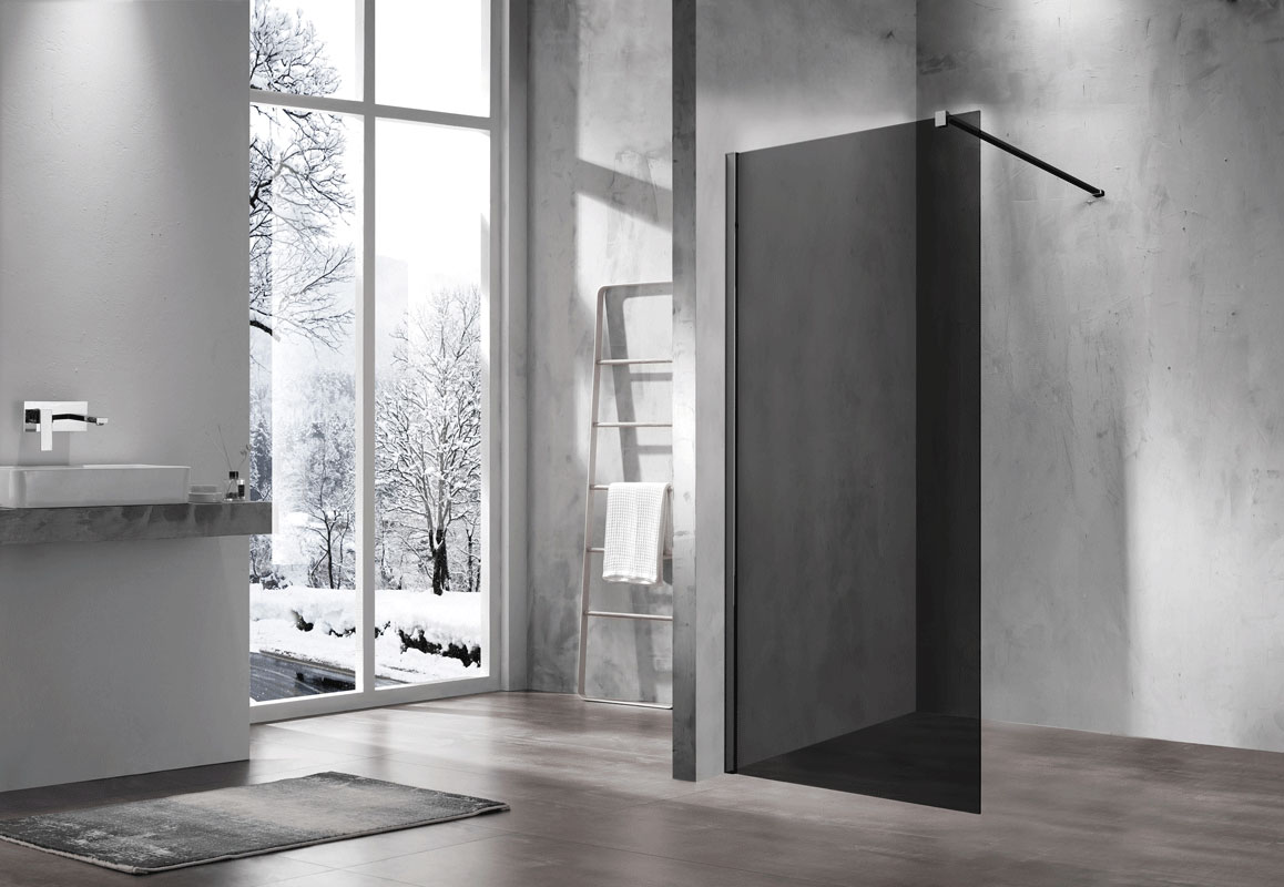 Душевая перегородка Walk-In VSW-1H110CGB, 1100*2000, черный, стекло тонированное - Gidratop.ru изображение